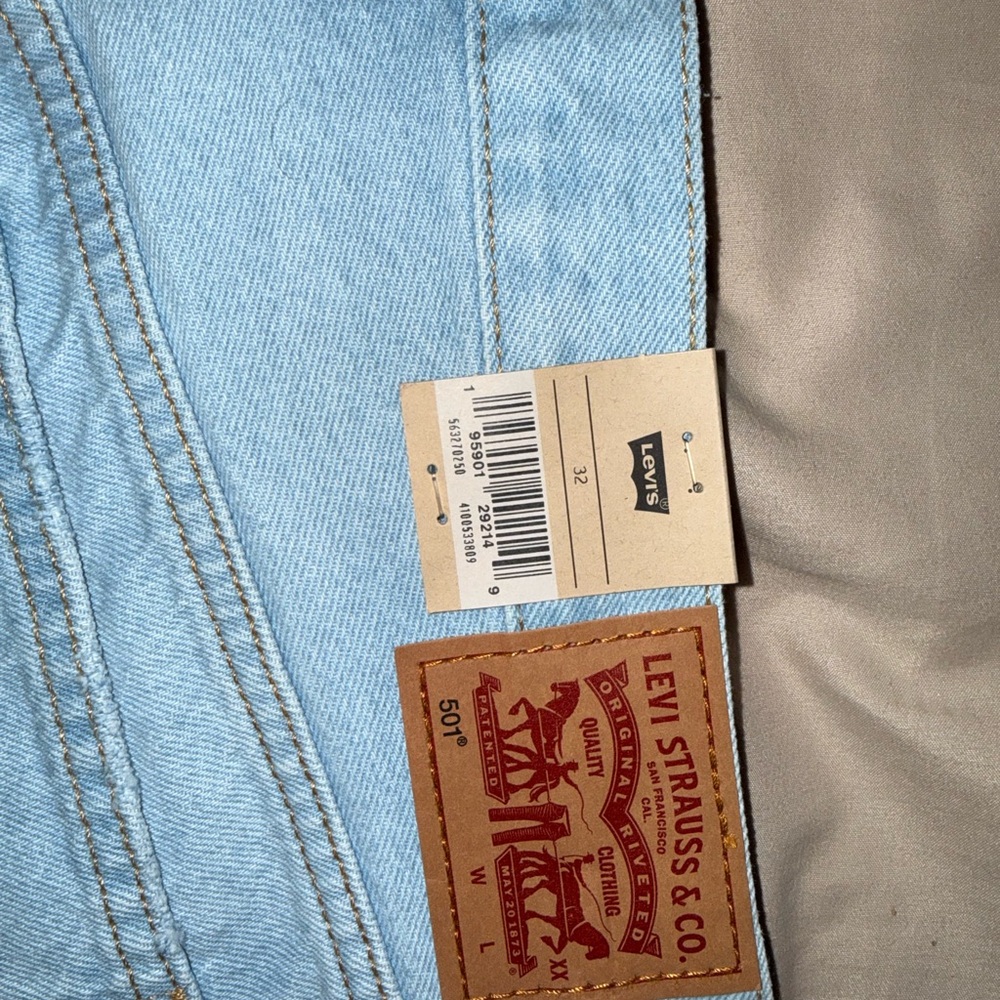 Levi's Women's Distressed Light Blue Jean Shorts 501 - Picture 3 of 5
